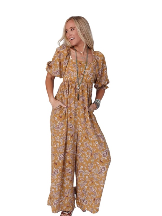 Three Bird Nest Pants - NWT Three Bird Nest Charlotte Printed Wide Leg Jumpsuit Size Small